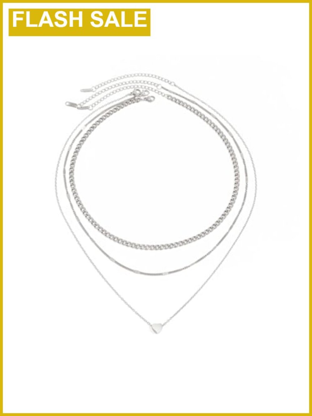 Layered 18K Gold Plated Stainless Steel Choker Necklace Set with Love Heart